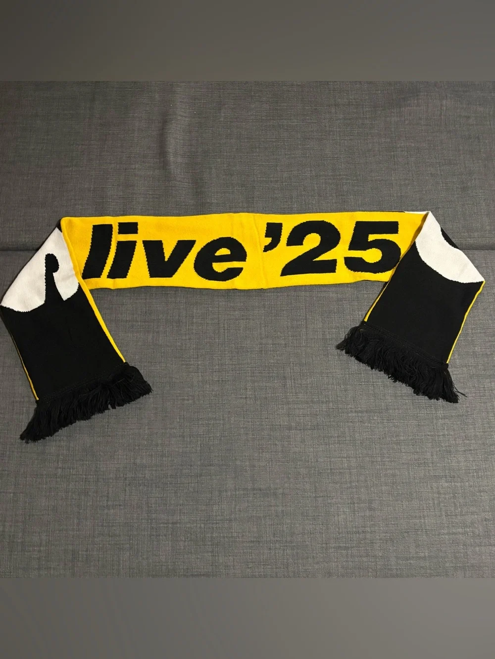Oasis Official Live 25 Tour Scarf VIP Merchandise Yellow Black White Double Side